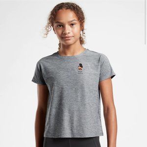 Athleta Girl Grace Graphic Tee Shirt Top Size XL Girls Gray Ballet Print